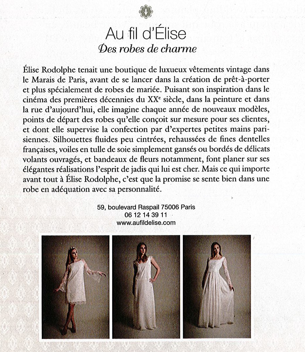 boutique Au Fil d'Élise, robe de mariée Paris